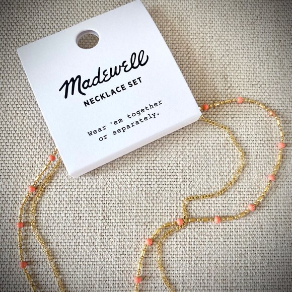 Madewell NWT Enamel Bead Gold Chain Necklace Set - Picture 1 of 8